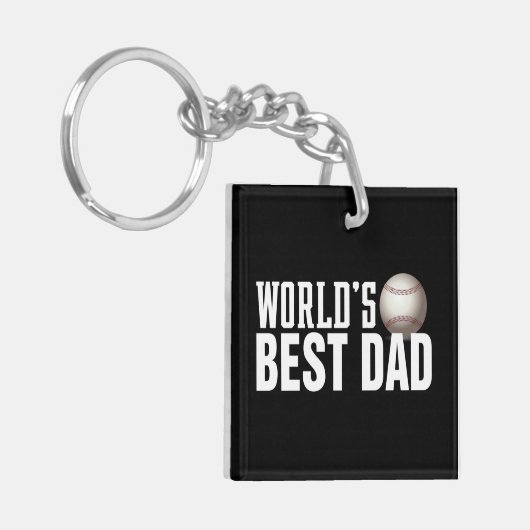 'S Werelds Beste Papa Typografie Honkbal | Button  Sleutelhanger (Voorkant Links)