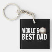 'S Werelds Beste Papa Typografie Honkbal | Button Sleutelhanger (Voorkant)
