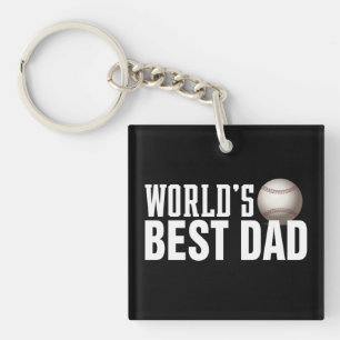 'S Werelds Beste Papa Typografie Honkbal   Button  Sleutelhanger