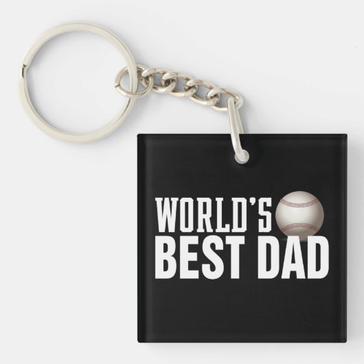 'S Werelds Beste Papa Typografie Honkbal | Button  Sleutelhanger (Voorkant)