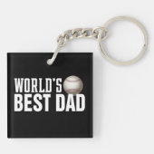 'S Werelds Beste Papa Typografie Honkbal | Button  Sleutelhanger (Achterkant)