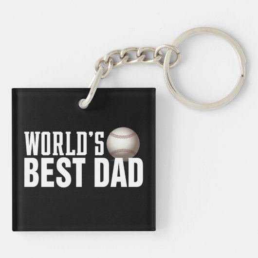 'S Werelds Beste Papa Typografie Honkbal | Button Sleutelhanger (Achterkant)