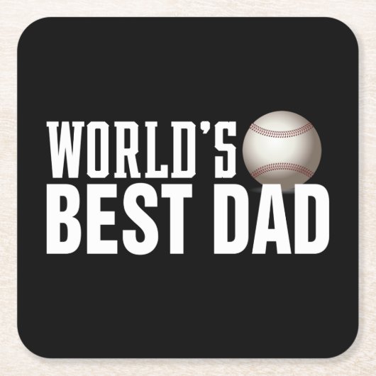 'S Werelds Beste Papa Typografie Honkbal | Onderze Kartonnen Onderzetters (Voorkant)
