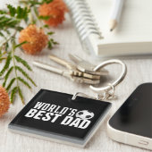 'S Werelds Beste Papa Typografie Voetbal | Button  Sleutelhanger (Voorkant Rechts)