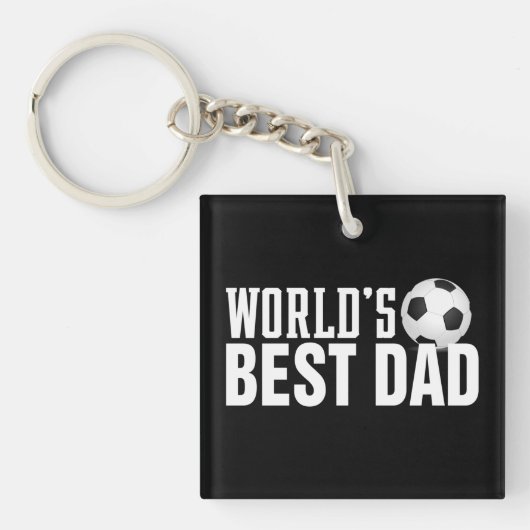 'S Werelds Beste Papa Typografie Voetbal | Button  Sleutelhanger (Voorkant)