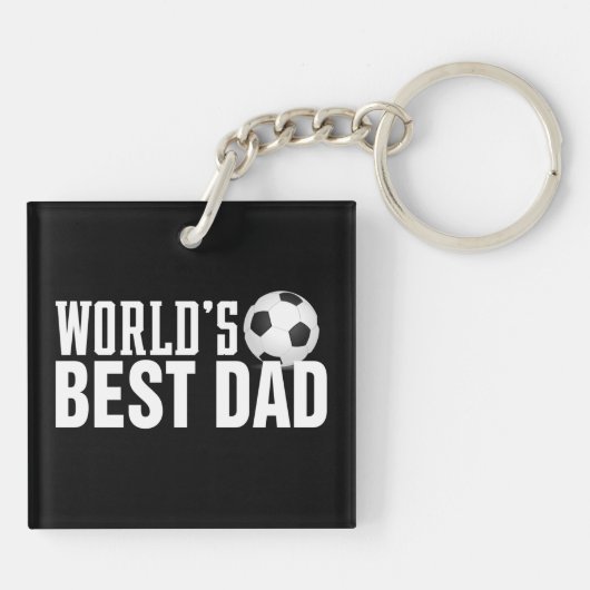 'S Werelds Beste Papa Typografie Voetbal | Button  Sleutelhanger (Achterkant)