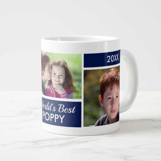 's Werelds beste papaverfotocollage Giant Coffee-M Grote Koffiekop (Voorkant rechts)