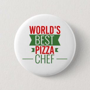 's Werelds beste Pizza Chef - rood wit groen Ronde Button 5,7 Cm