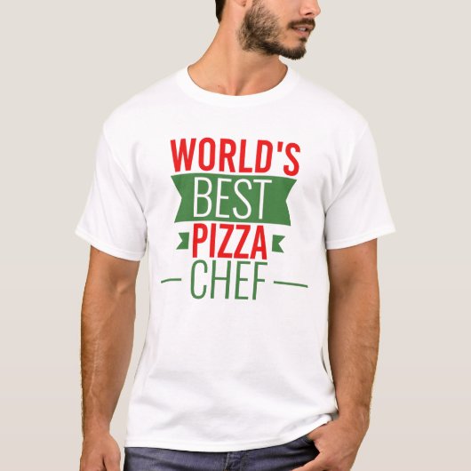 's Werelds beste Pizza Chef    - rood wit groen T-shirt (Voorkant)
