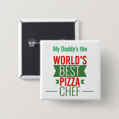 's Werelds beste Pizza Chef - rood wit groen Vierkante Button 5,1 Cm (Voorkant /achterkant)