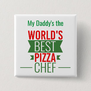 's Werelds beste Pizza Chef - rood wit groen Vierkante Button 5,1 Cm