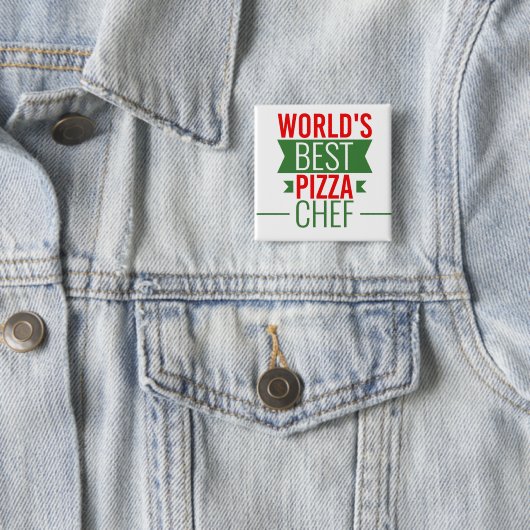 's Werelds beste Pizza Chef    - rood wit groen Vierkante Button 5,1 Cm (In situ)