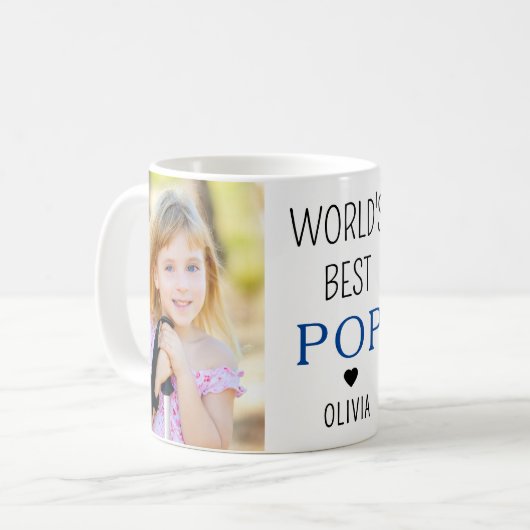 'S Werelds Beste Pop Kleinkind Naam 2 Fotocollage Koffiemok (Voorkant links)