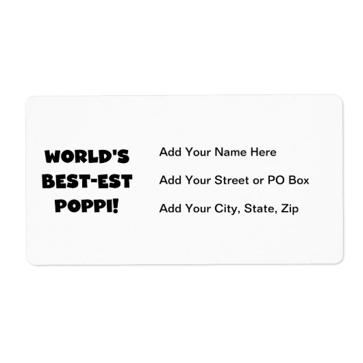 's Werelds beste Poppi Black Text Gifts Etiket (Voorkant)