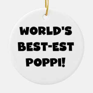 's Werelds beste Poppi Black Text Gifts Keramisch Ornament