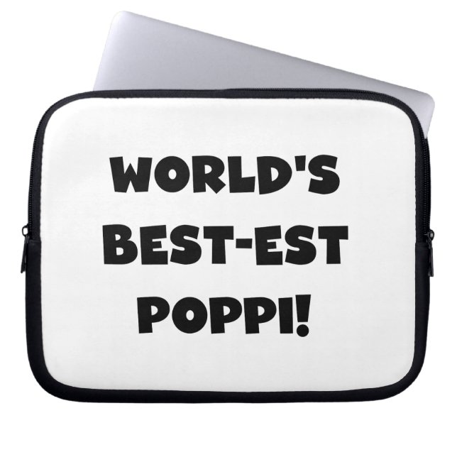 's Werelds beste Poppi Black Text Gifts Laptop Sleeve (Voorkant)