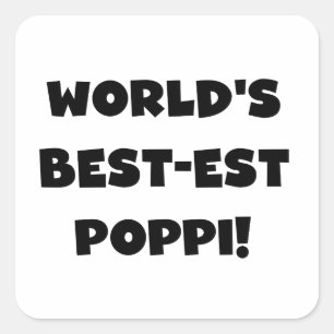 's Werelds beste Poppi Black Text Gifts Vierkante Sticker