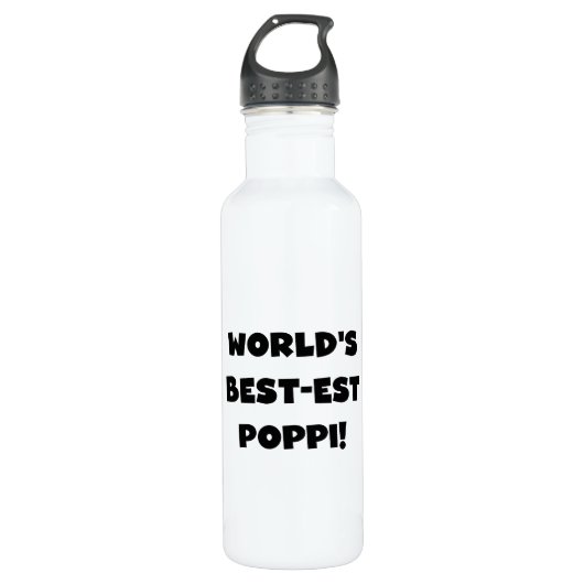 's Werelds beste Poppi Black Text Waterfles (Voorkant)