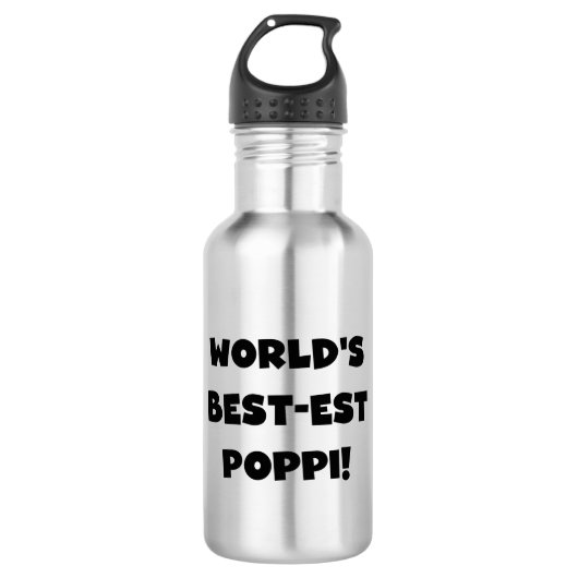 's Werelds beste Poppi Black Text Waterfles (Voorkant)