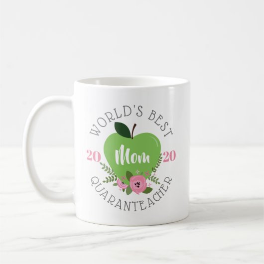 's Werelds beste Quaranleraar mama Apple Floral Koffiemok (Links)