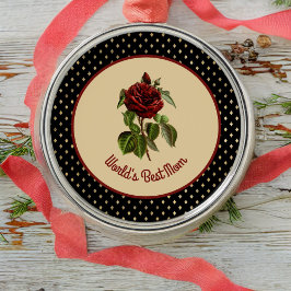 's Werelds beste Roos van Mam Burgundy op Black Ha Metalen Ornament