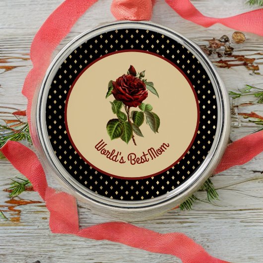 's Werelds beste Roos van Mam Burgundy op Black Ha Metalen Ornament