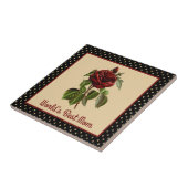 's Werelds beste Roos van Mam Burgundy op Black Ha Tegeltje (Zijkant)