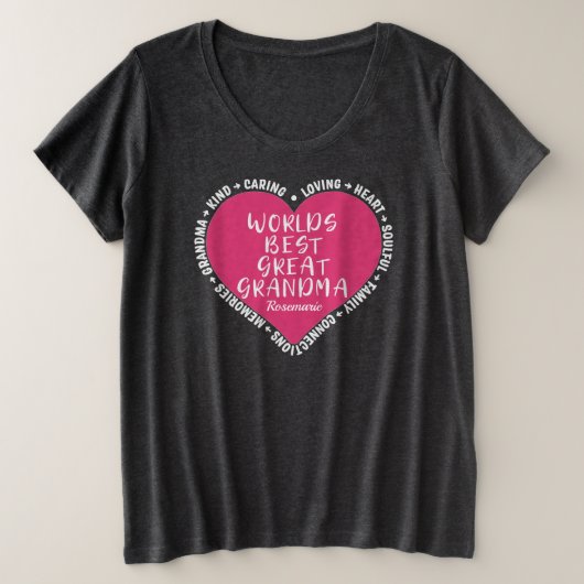 'S Werelds Beste Roze Hart Oma Tekst Grote Maat T-shirt (Design voorkant)