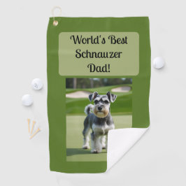 's Werelds beste Schnauzer Dad! groen zwart 2025 Golfhanddoek