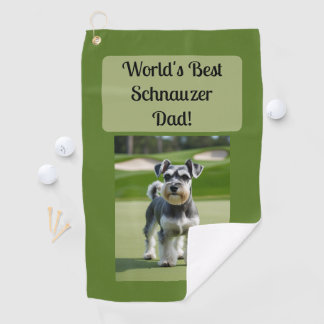 's Werelds beste Schnauzer Dad! groen zwart 2025 Golfhanddoek