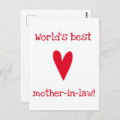 's Werelds beste schoonmoeder! Rode Hart Moederdag Briefkaart (Voorkant / Achterkant)