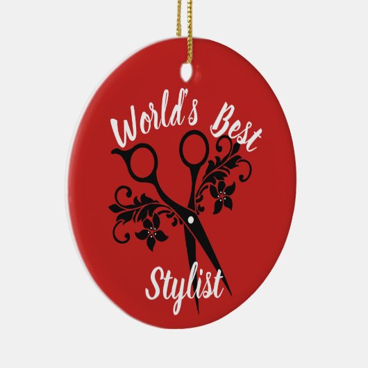 's Werelds beste stylist met schaar Keramisch Ornament (Rechts)