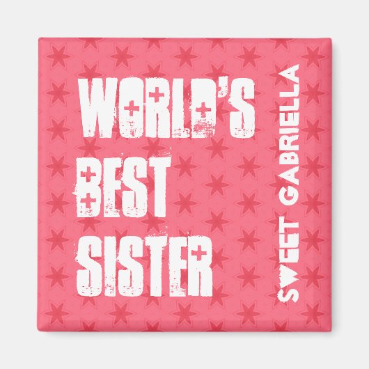 's Werelds beste SUSTER aangepaste naam roze sterr Magneet (Voorkant)