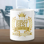 's Werelds beste tandarts Gold 5-ster Koffiemok<br><div class="desc">Personaliseer voor 's werelds beste tandarts om een uniek cadeau voor hen te creëer. Ontworpen door Thisnotme©</div>