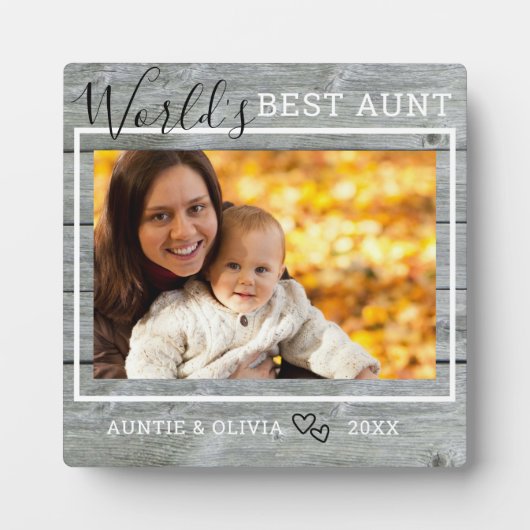 's Werelds beste tante Aangepaste foto's Rustic Gr Fotoplaat (Voorkant)