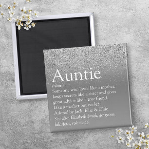 's Werelds beste tante Auntie Definition Silver Gl Magneet
