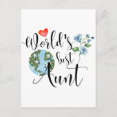 's Werelds beste tante Sentimental Waterverf Flowe Briefkaart (Voorkant)