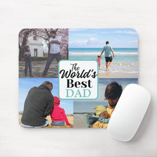 's Werelds beste vader | Aangepaste vier fotocolla Muismat (Met muis)