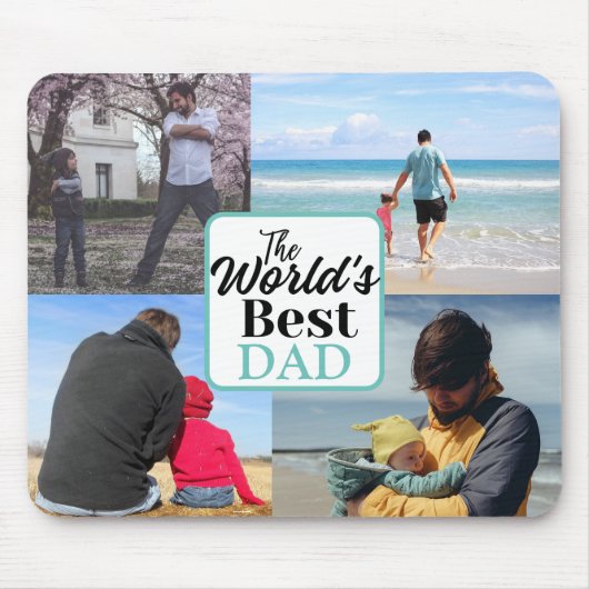 's Werelds beste vader | Aangepaste vier fotocolla Muismat (Voorkant)