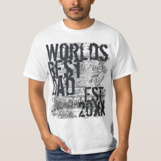 's Werelds beste vader Grunge Graffitti Tekst 2014 T-shirt (Voorkant)