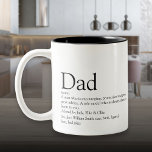 's Werelds beste vader papa's vaders definitiefilm Tweekleurige Koffiemok<br><div class="desc">Geef je vader,  vader of vader een persoonlijke gave om creëer een unieke gave voor Vaderdag,  verjaardagen,  kerst of elke dag die je wilt shows hoeveel hij voor je betekent. Een perfecte manier om hem te shows hoe geweldig hij elke dag is. Ontworpen door: Thisnotme©</div>