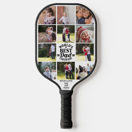 's Werelds beste vader Vaderdag fotocollage Pickleball Paddle (Voorkant)