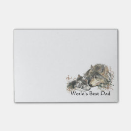 'S Werelds beste vader Waterverf Wolf & Cub Natuur Post-it® Notes