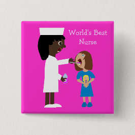 's Werelds beste verpleegster en Cartoon Vierkante Button 5,1 Cm