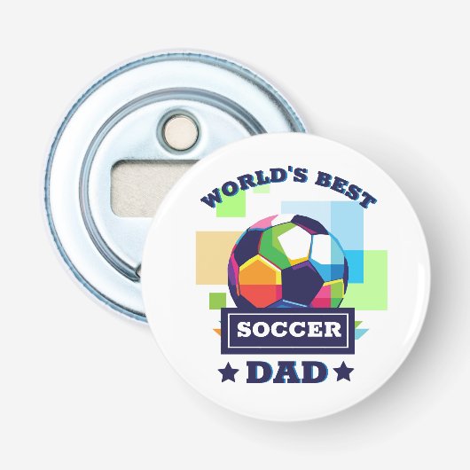 's Werelds Beste Voetbal Pap Vaderdag Button Flesopener (Voorkant)