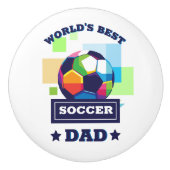 's Werelds Beste Voetbal Pap Vaderdag Keramische Knop (Voorkant)