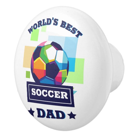 's Werelds Beste Voetbal Pap Vaderdag Keramische Knop (Rechts)