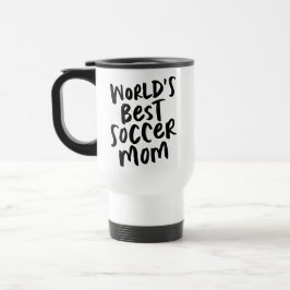 's Werelds beste voetbalmam is cool trendy zwart t Reisbeker