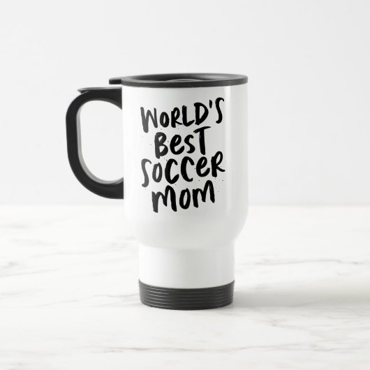 's Werelds beste voetbalmam is cool trendy zwart t Reisbeker (Links)