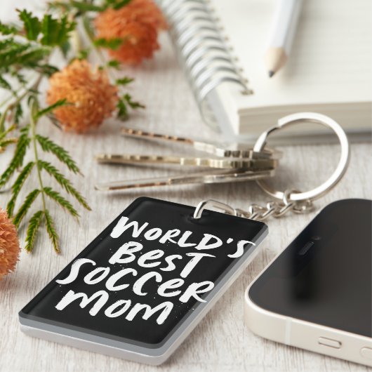 's Werelds beste voetbalmoeder trendy foto Sleutelhanger (Voorkant Rechts)